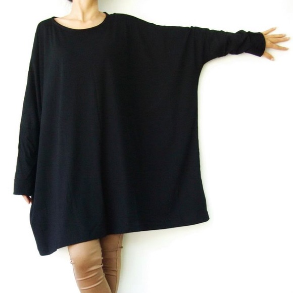 Black oversized loose fit  knit tunic - Picture 3 of 8